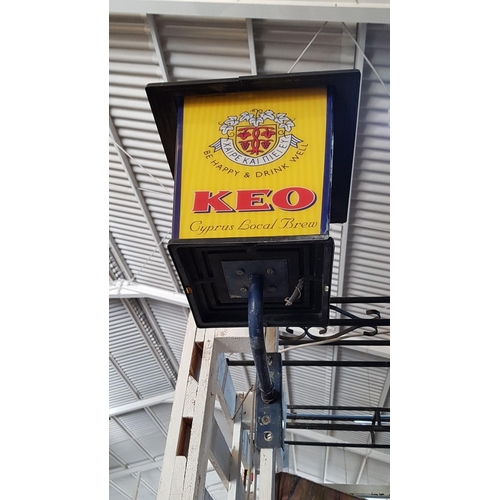 26 - Retro 'KEO' Advertising, Large Wall Lantern, Untested, A/F, (Approx. 36.5cm x 36.5cm x 36.5cm).