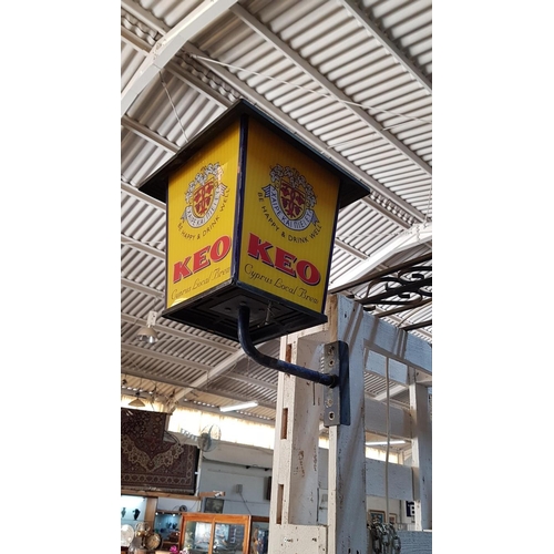 26 - Retro 'KEO' Advertising, Large Wall Lantern, Untested, A/F, (Approx. 36.5cm x 36.5cm x 36.5cm).