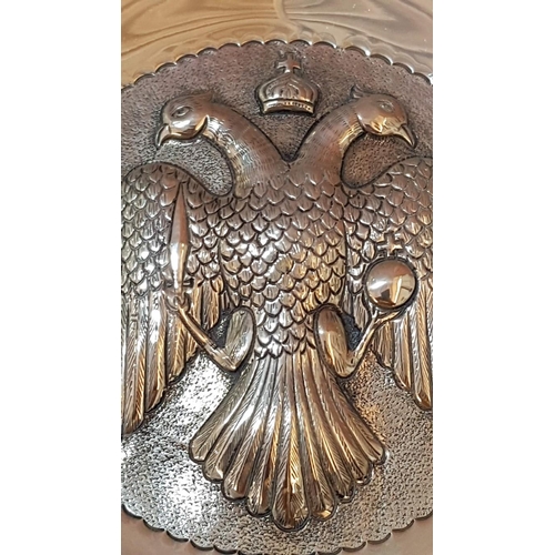 3 - Large Vintage Cypriot Silver (.830) Charger /  Platter with Embossed Double Eagle & Crown Over Head,... 