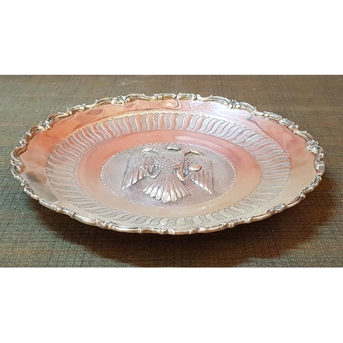 3 - Large Vintage Cypriot Silver (.830) Charger /  Platter with Embossed Double Eagle & Crown Over Head,... 