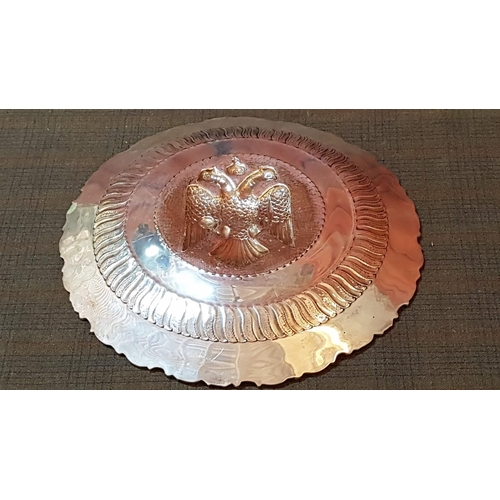 3 - Large Vintage Cypriot Silver (.830) Charger /  Platter with Embossed Double Eagle & Crown Over Head,... 