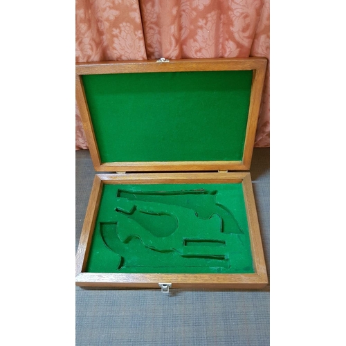 6 - Vintage Wooden and Green Velvet Lined Revolver Display Case (44.5cm x 30cm x 8cm), Together with Har... 