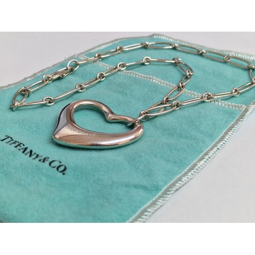 111 - Tiffany & Co 'Elsa Peretti' Sterling Silver (925) Chain Necklace with Large Stylised Open Heart Shap... 