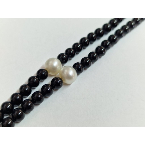 114 - Tiffany & Co 'Ziegfeld Collection' Black Onyx, Pearl and Sterling Silver Necklace with Multi-Strand ... 