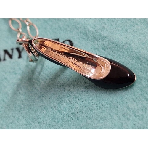 115 - Tiffany & Co Sterling Silver Chain Necklace with High Heel Enamel Shoe Pendant, (Approx. L: 46cm)