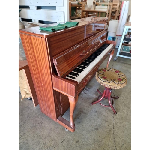 29 - 'Zimmermann' Upright Piano, with Iron Frame with Wooden Case, 3-Pedal, Made in Germany, Front Cabrio... 