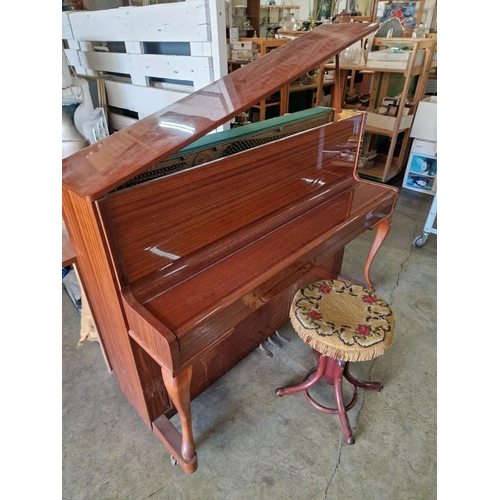 29 - 'Zimmermann' Upright Piano, with Iron Frame with Wooden Case, 3-Pedal, Made in Germany, Front Cabrio... 