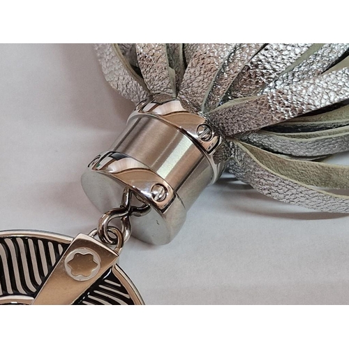 71 - Mont Blanc Luxury Key Ring with Decorative Steel Disc and Silver Coloured Leather Tassels, Made in G... 