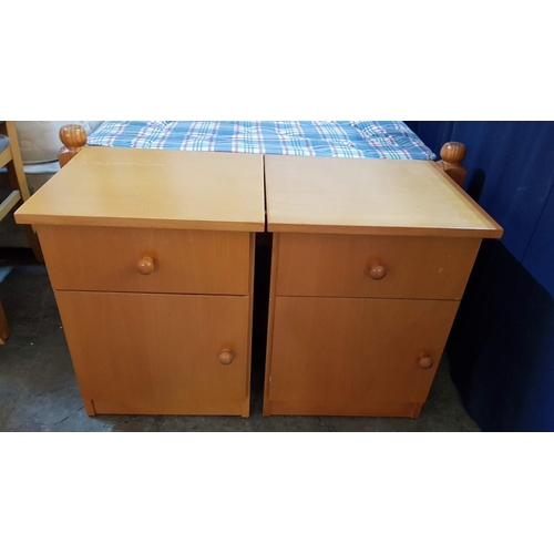 151 - Classic Pine Single Bed with Mattress and 2x Bedside Units. (x4)