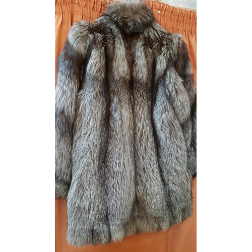 199B - Women's Luxury Silver Fox Fur Coat / Winter Outfit, (Size 40 / M).