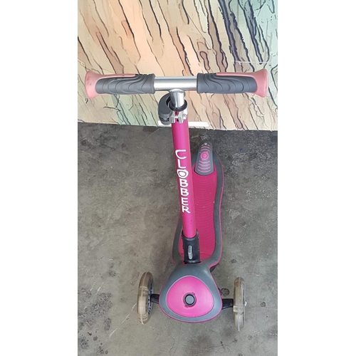 29A - 'Clobber' Scooter, with Folding Adjustable Bars, Pink & Black Colour, and * Flashing Wheels! *