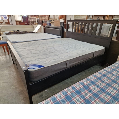 143A - Double Bed with Wenge Colour Wood Effect Frame and 'Athena' Pocket Sprung Mattress, (Approx. 160 x 2... 