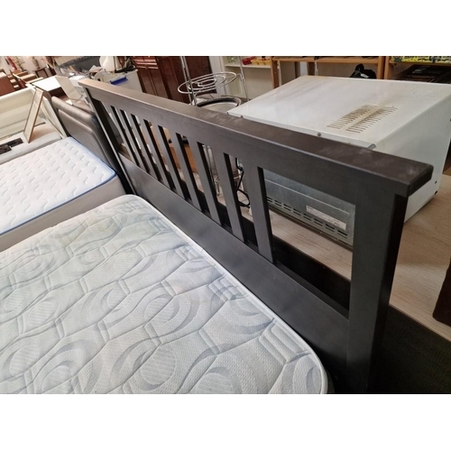 143A - Double Bed with Wenge Colour Wood Effect Frame and 'Athena' Pocket Sprung Mattress, (Approx. 160 x 2... 