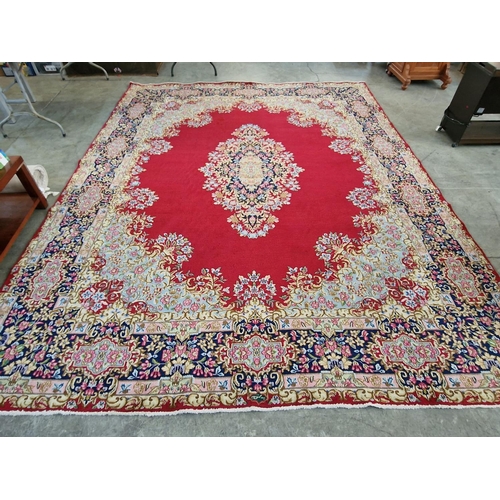 264B - Large Traditional Pattern Carpet with Red Base Colour, Highly Decorative Floral Medallion & Thick Bo... 