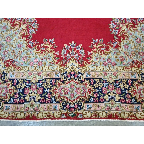 264B - Large Traditional Pattern Carpet with Red Base Colour, Highly Decorative Floral Medallion & Thick Bo... 