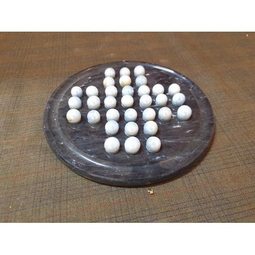 334 - Marble Stone Solitaire Game Complete Set (Board and Marbles).