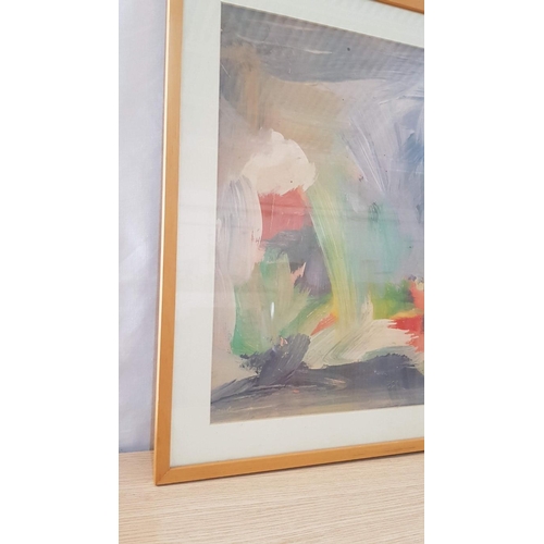 355 - 'Abstract' Print in Light Wood Frame, 70cm x 54cm.