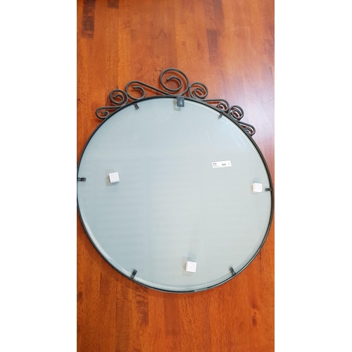 356 - Large Round Mirror in Decorative Metal Frame, Ø: 50cm. (IKEA)