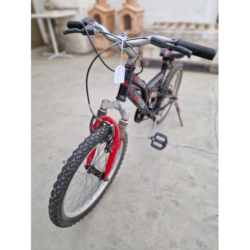 185B - Boys 'OS Inceptor No Fear' Mountain Bike with Dual Suspension, 7-Speed Shimano Gears, Black & Red Co... 