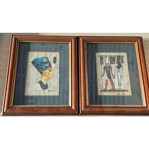 373 - 3 x Egyptian Artisans Papyrus Drawings, Framed, (Approx. Big 54.5cm x 41.5cm and 2x Small 23.5cm x 2... 