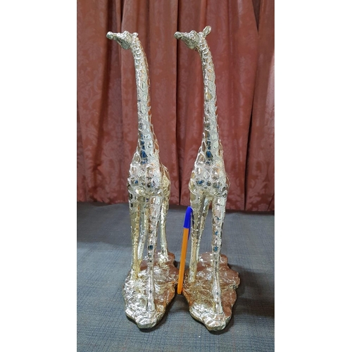 190 - 2x Fancy Giraffe Sculptures in Gold Tone, H: 41cm Each.