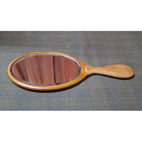 194 - Vintage Wooden Vanity Handheld Mirror, Made in England, 
L: 33cm.