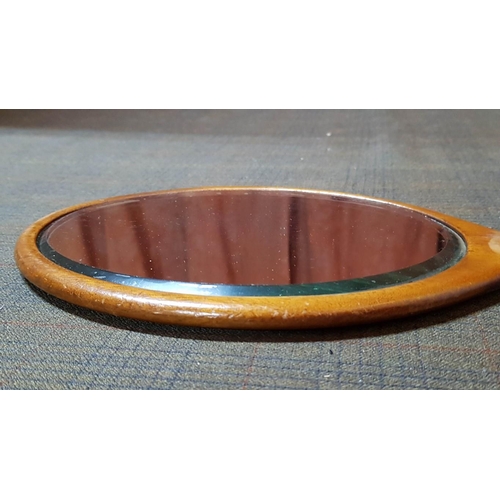 194 - Vintage Wooden Vanity Handheld Mirror, Made in England, 
L: 33cm.