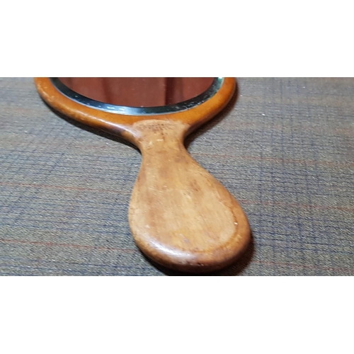 194 - Vintage Wooden Vanity Handheld Mirror, Made in England, 
L: 33cm.