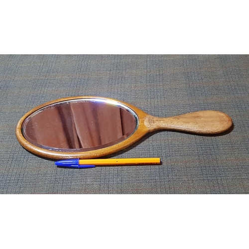 194 - Vintage Wooden Vanity Handheld Mirror, Made in England, 
L: 33cm.