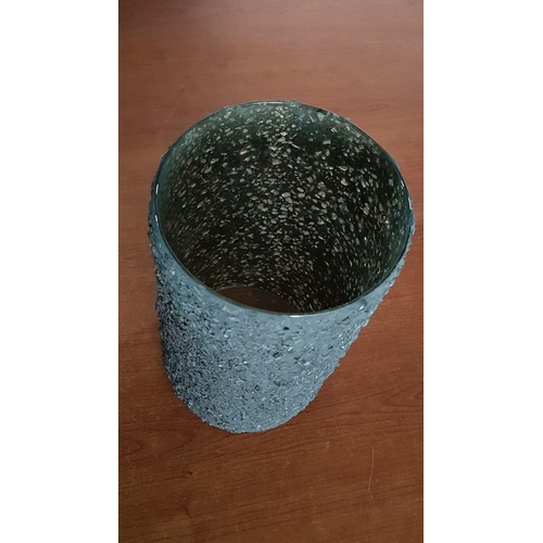 244 - Modern 'Granite Stone' Effect Glass Vase, H: 25cm Ø:14.5cm.