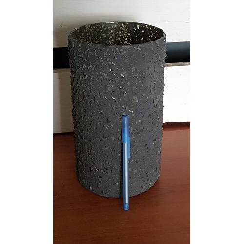 244 - Modern 'Granite Stone' Effect Glass Vase, H: 25cm Ø:14.5cm.