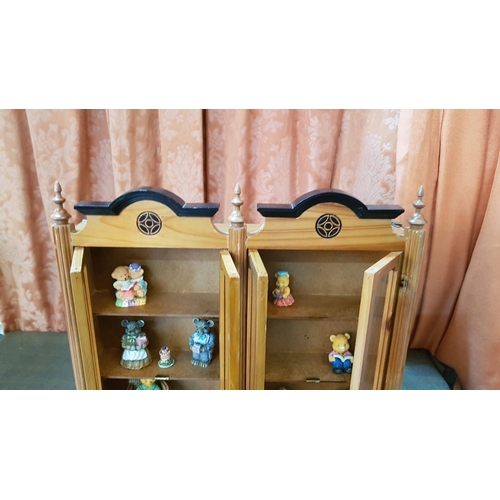 426 - Decorative Wall/ Tabletop Display Double Glass Door Unit (37cm x 41cm x 8cm) with Quantity of Miniat... 