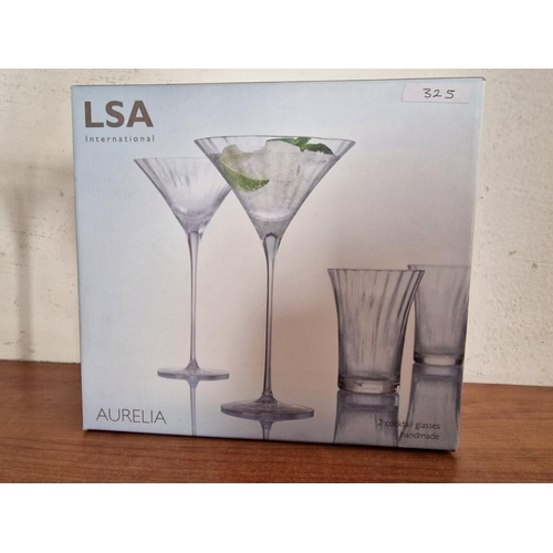 325 - Boxed Set of LSA International 'Aurelia' 2 x Cocktail Glasses (275ml), Handmade in Poland, Together ... 