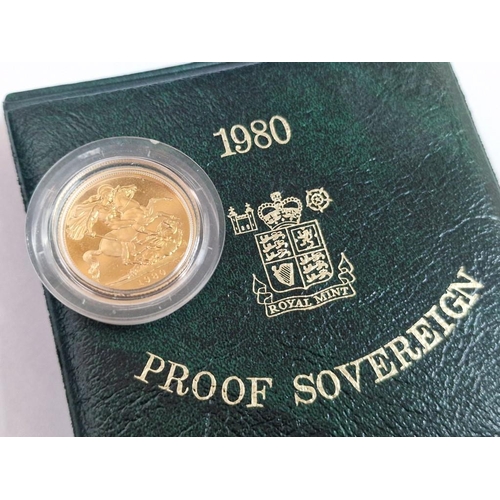 99 - British (1980) Gold Proof Full Sovereign 22ct Gold Coin, (Approx. 7.98g, Ø:22mm), in Plastic Capsule... 