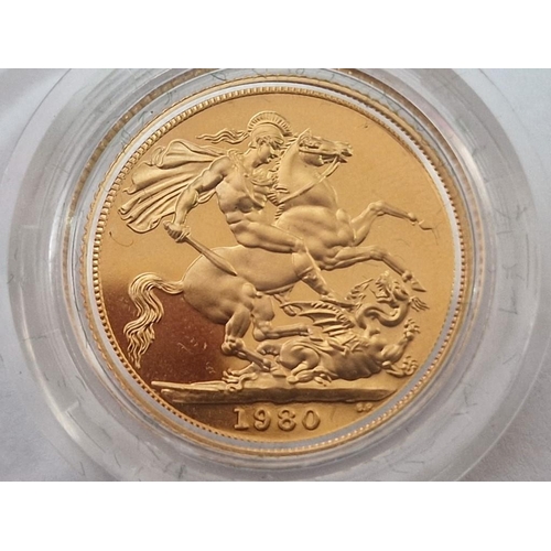 99 - British (1980) Gold Proof Full Sovereign 22ct Gold Coin, (Approx. 7.98g, Ø:22mm), in Plastic Capsule... 