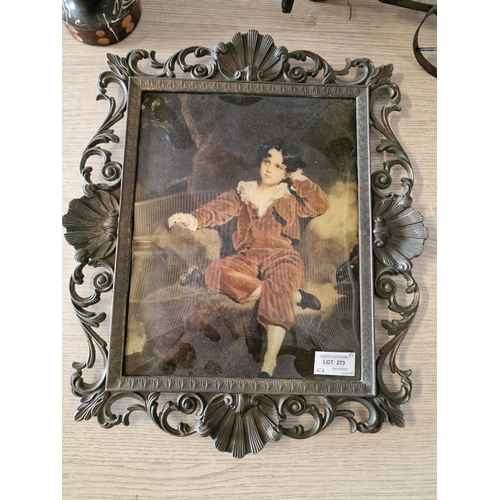 273 - Print of Victorian Style Boy in Decorative Metal Frame (Made in Italy, (Approx. 34 x 40cm), Together... 