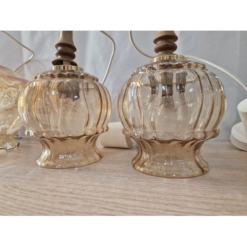 276 - 2 x Pairs of Vintage Hanging Lights with Glass Shades, (4)