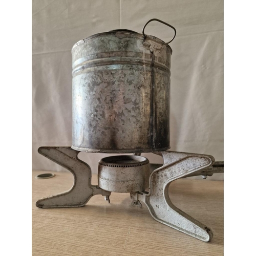 277 - Vintage Galvanised Burner (Made in Frace), Together with Twin Handled Lidded Pot and Other Container... 