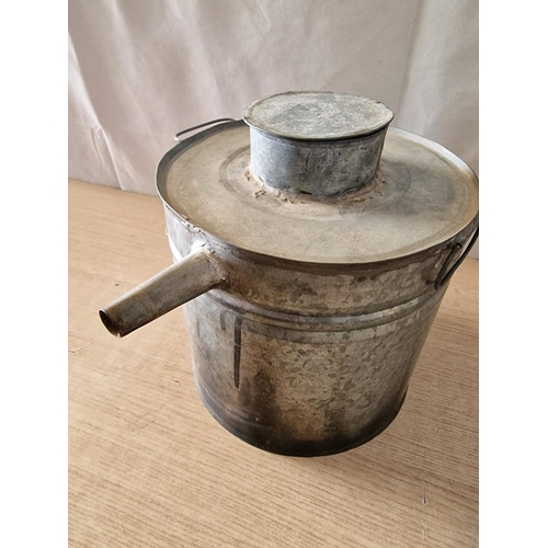 277 - Vintage Galvanised Burner (Made in Frace), Together with Twin Handled Lidded Pot and Other Container... 