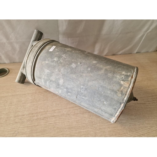 277 - Vintage Galvanised Burner (Made in Frace), Together with Twin Handled Lidded Pot and Other Container... 