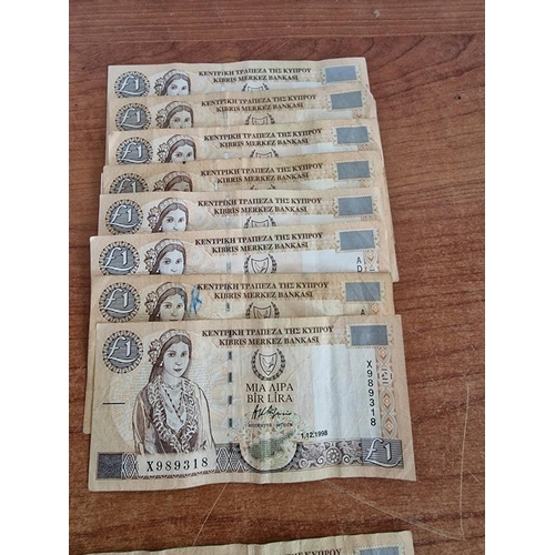 282 - Large Collection of Vintage Cypriot Bank Notes; £1 (6 x 1961, 1969, 1972, 1976, 1982, 2 x 1984, 2 x ... 