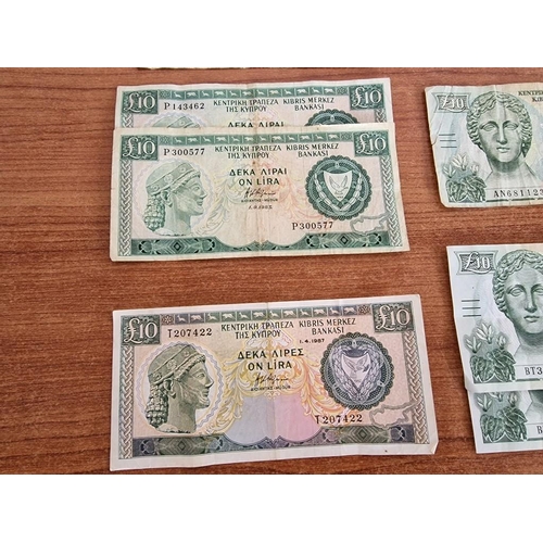 284 - Large Collection of Vintage Cypriot Bank Notes; £10 (1977, 1979, 2 x 1983, 1987, 1997, 1998, 2001, 2... 