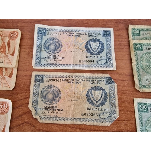 285 - Large Collection of Vintage Cypriot Bank Notes; 50 Sents (2 x 1984, 1987, 1988, 1989), 250 Mils (197... 