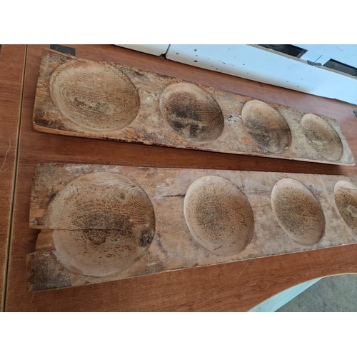 32 - 2 x Vintage Cypriot Bread Molds, 4-Part, (Approx. L: 113cm each), (2)