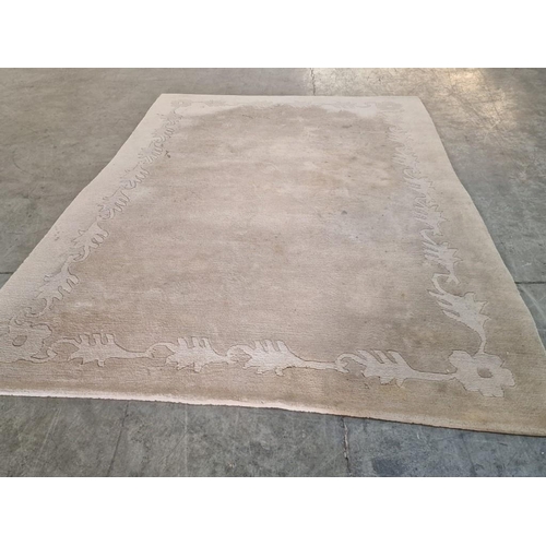 34 - Large Heavy Deep Pile Beige Colour 'Ceilfloor' Woolen Carpet, 100% Pure New Zealand Wool, Hand Knott... 