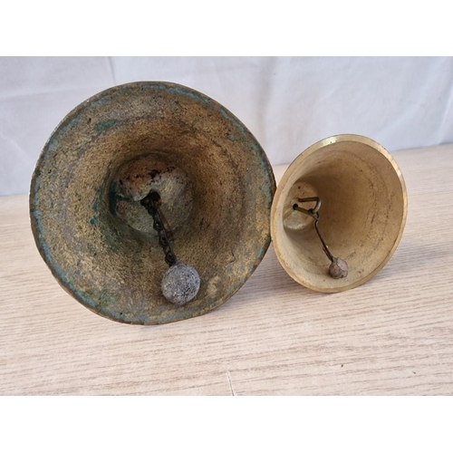 56 - 2 x Vintage School Type Hand Bells, (Approx. Max. H: 26cm), (2)