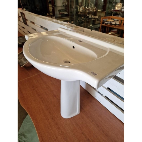 570 - White Ceramic Pedestal Wash Basin