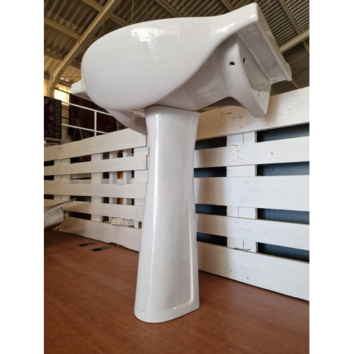 570 - White Ceramic Pedestal Wash Basin