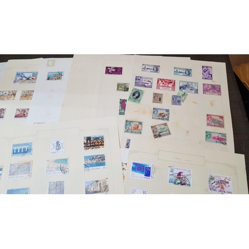 181 - Collection of 26 Sheets with Vintage/Retro Cyprus Stamps. (More Than 300 Pcs, Storage Box Inc.)