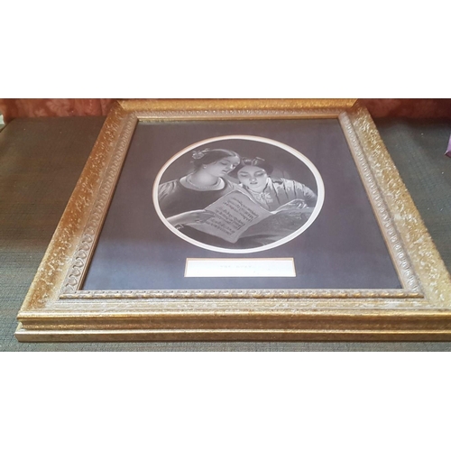 187 - Vintage Print after James Sant 'The Duet', Lithophane (Tin Etched sheet of Translucent Porcelain ) i... 